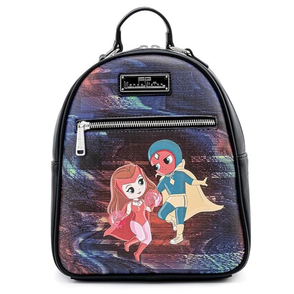 Loungefly Black Backpack with Superhero Design - Picture 1 of 10